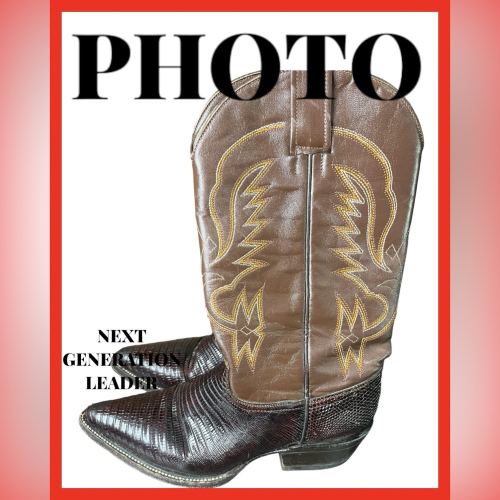 Vintage 1980’s Justin Women's Lizard Skin Cowboy Boots. Size 7.5